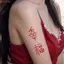 WEETW Wish Tattoo Sticker, Sức khỏe Hạnh phúc May mắn Charm, Thiết kế nhân vật Fortune Red Word Tattoo Sticker Cặp đôi