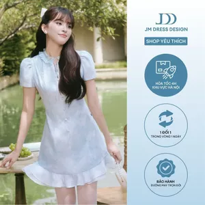 Đầm Xuân Hè Cổ Bèo Xẻ V, Chân Bèo 2 Tầng 1S05.2601. Đầm Nữ Tiểu Thư Hoa Pastel. Váy Hoa Nhí Nàng Thơ By JM Dress Design
