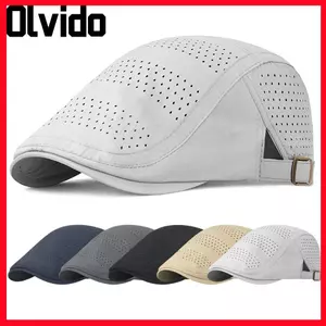 Mũ phẳng nam OLVIDO, Mũ Newsboy lưới thoáng khí có thể điều chỉnh, Mũ lái xe khô nhanh màu trơn cổ điển ngoài trời