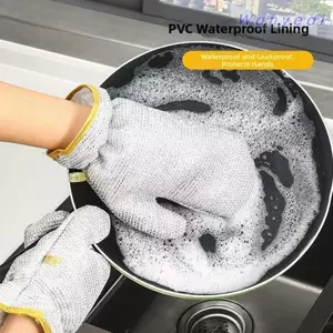WANYEDI Găng Tay Vệ Sinh Công Việc Nhà, Găng Tay Rửa Chén Chống Thấm Nước Vệ Sinh Gia Đình, Bát Dày Kéo Dài Chất Lượng Cao Chải Dây Thép Bóng Găng Tay