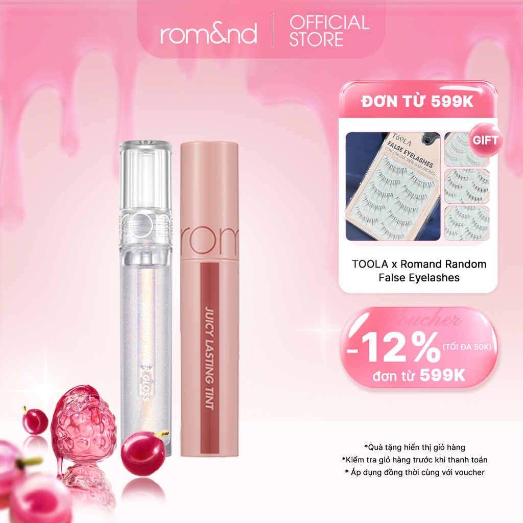 Combo Son Tint Romand Juicy Lasting Tint + Son Bóng Romand Glasting Water Gloss