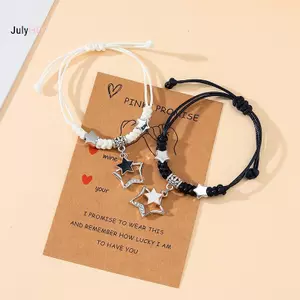 JULYHOT Cặp Đôi Vòng Tay Pentagram Cặp Đôi Thẻ Handmade Đa Năng Dệt Dây Tay Nữ Quà Tặng Massivedeals