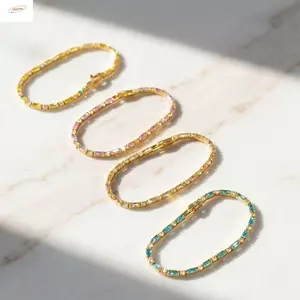 Vòng tay mỏng ZENZON, Vòng tay khóa ngọt ngào hợp thời trang, Tương phản đa năng Màu sắc Cubic Zircon Cubic Zirconia Chuỗi đám cưới