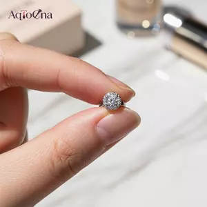 AqToCna 1 Đôi Bông Tai Hợp Thời Trang Trang Sức Bạc Tròn Zircon Bông Tai Nữ Ngăn Ngừa Dị Ứng Dự Tiệc Phụ Kiện Quà Tặng AqToCna