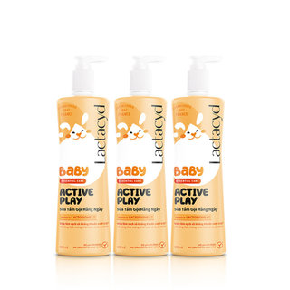 Bộ 3 chai Sữa Tắm Gội Trẻ Em Lactacyd Baby Active Play,Giúp Đề Kháng Da Và Bảo Vệ Bé Khỏi Vi Khuẩn 500ml/chai