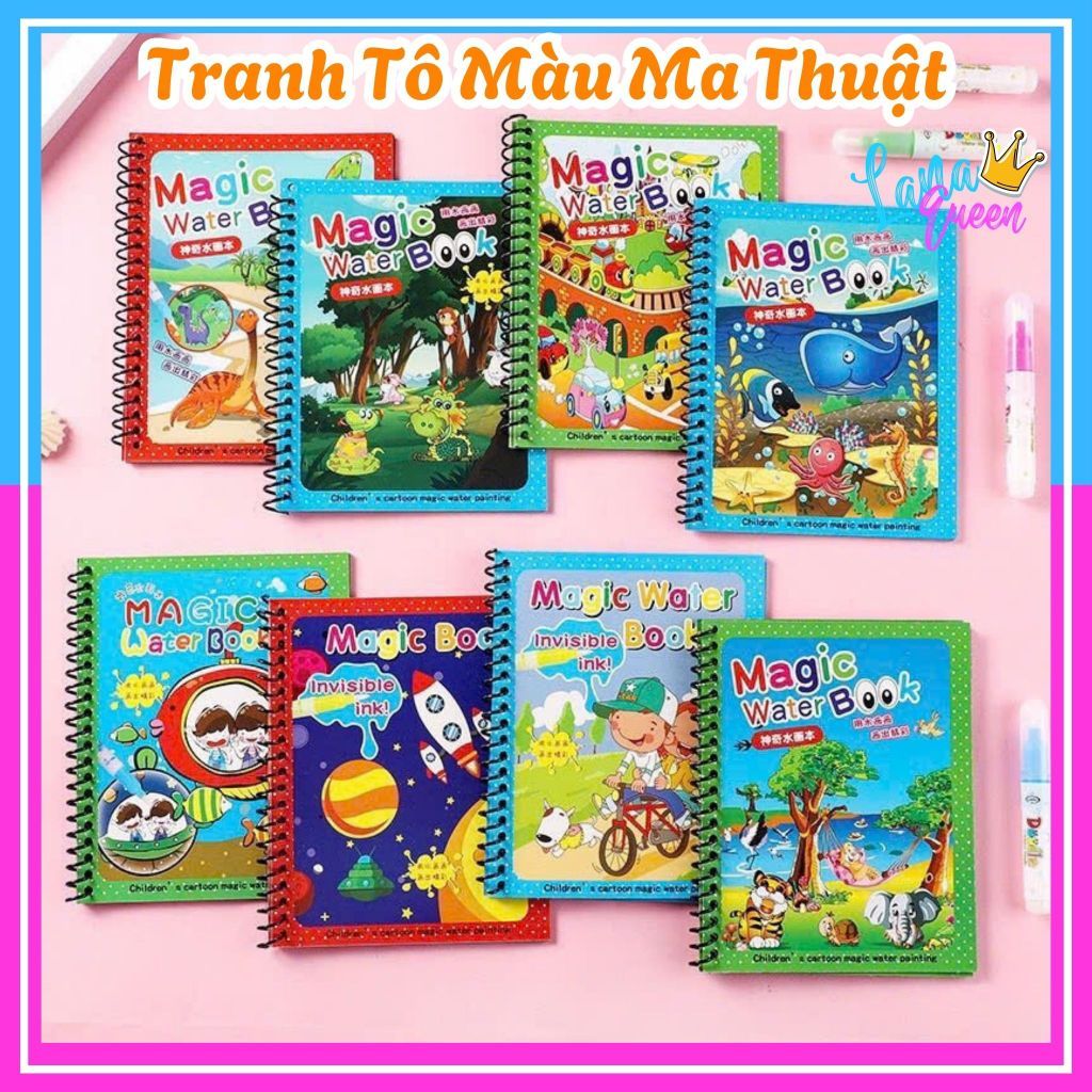 Đồ chơi tranh tô màu nước ma thuật, sách tập tô thần kỳ sử dụng nhiều lần, đa dạng chủ đề LANA QUEEN