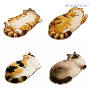 Thảm cửa lối vào WANYEDI, Thảm trải sàn hình mèo nhung pha lê Cashmere giả, Trang trí nội thất Cấu hình thấp Dễ dàng làm sạch rào cản sàn mát mẻ Thảm khu vực động vật Thảm phòng khách