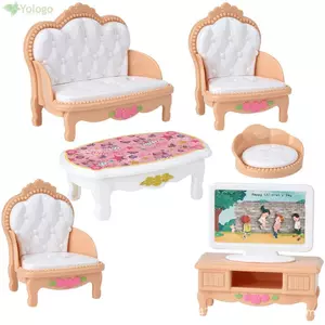 YOLOGO 1 Bộ Nội Thất Nhà Búp Bê Thu Nhỏ, Nhựa 5 Kiểu Đồ Chơi Trẻ Em Phòng Khách Phòng Ngủ Nhà Bếp, Kaki Nấu Đồ Chơi Búp Bê Phụ Kiện Trò Chơi