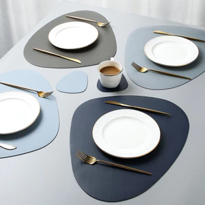 Da PU Bắc Âu Cách Nhiệt Placemat Tam Giác Bàn Thảm Chống Trơn Trượt Chống Thấm Nước Đĩa Ăn Thảm Bát Thảm Coaster DM0H