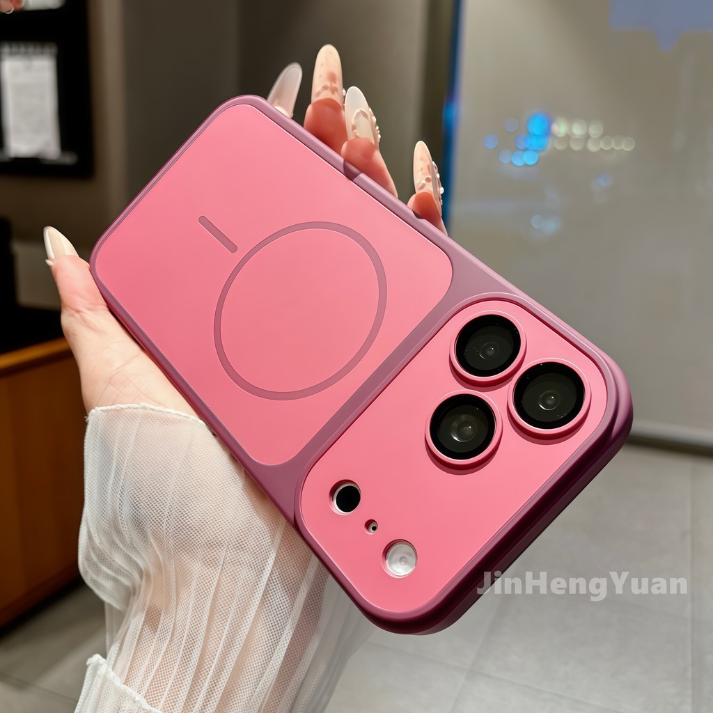 Dark Cherry Armor Từ Tính Trở Thành 18 Vỏ Điện Thoại Mờ Cửa Sổ Lớn Cho IPhone 18 17 16 15 14 13 12 Pro Max 17Air Plus Có Phim Ống Kính Vỏ Bảo Vệ Chống Rơi