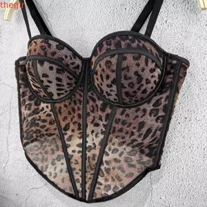 THEGIRL8B Da Báo In Xương Cá Cami, Slim Fit Buckle Slim Leopard Corset, Phong Cách Cô Gái Cay Không Tay Thanh Lịch Dạo Phố Treo Áo Vest Nữ