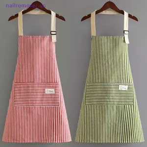 Tạp Dề Không Tay Thoáng Khí Treo Ne Tạp Dề Nhà Hàng Vải Lanh Cotton Đặc Biệt Vệ Sinh Nhà Bếp Tạp Dề Sọc Dọc MỚI