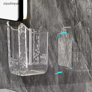 Ziyulinyuk Nhựa Treo Tường Hộp Đựng Khăn Giấy Tự Dính Đấm Lên Xuống Tiết Kiệm Không Gian Khăn Ăn Hộp Đựng Phòng Tắm VN