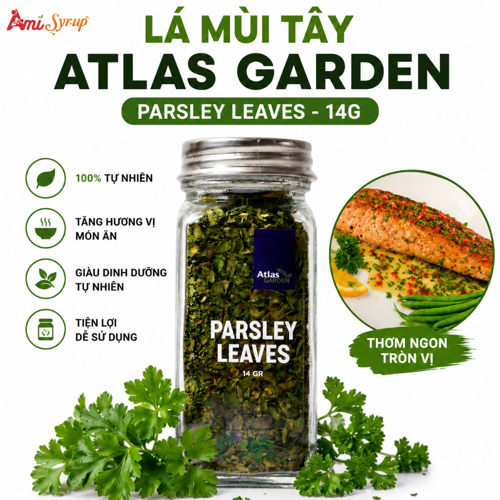 Lá Mùi Tây Atlas Garden Parsley Leaves 14g, Gia Vị Nhập Khẩu Chính Hãng Chuẩn Vị Nhà Hàng