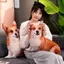 THEGIRL8B Gối Nhồi Bông Cho Chó, Labrador Corgi Shiba Inu Bulldog Đồ Chơi Sang Trọng Cho Chó, Quà Tặng Người Yêu Thú Cưng Trang Trí Nhà Sofa Như Thật Phòng Ngủ Đệm Chó Thú Nhồi Bông