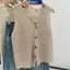 MAKY Mùa Hè Hàn Quốc Cotton Và Vải Lanh Thời Trang Màu Trơn Rời V-Ne Vest Dành Cho Nữ VN