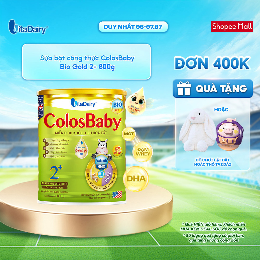 Sữa bột ColosBaby Bio Gold 2+ cho trẻ trên 2 tuổi - Hỗ trợ tiêu hoá, bổ sung dinh dượng - Lon 800g