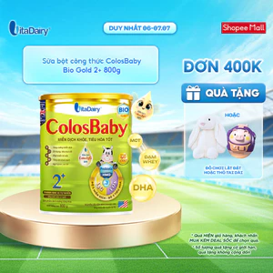 Sữa bột ColosBaby Bio Gold 2+ cho trẻ trên 2 tuổi - Hỗ trợ tiêu hoá, bổ sung dinh dượng - Lon 800g