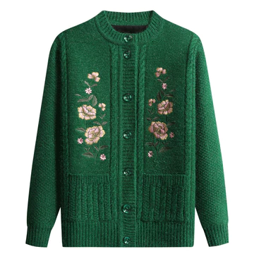 Bà Mùa Thu Quần Áo Áo Áo Len Cardigan Mùa Xuân Thu Áo Trung Niên Người Cao Tuổi Nữ Quần Áo Mẹ Quần Áo Dệt Kim Áo Len Dài Tay Áo