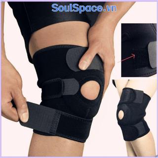 Nẹp hỗ trợ đầu gối SoulSpace, dây đeo thoáng khí màu đen, phù hợp cả nam và nữ giúp chống chấn thương hiệu quả.