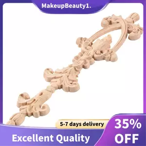 1x Gỗ Khắc Góc Onlay Đính Khung Không Sơn Decal Trang Trí Nhà 25x6cm