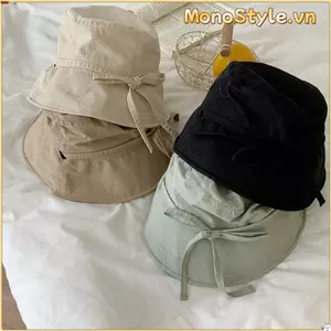 Mũ ngư dân MONOSTYLE, Mũ chống nắng dây chống nắng màu trơn, Mũ che nắng buộc dây mỏng thông thường Mùa hè