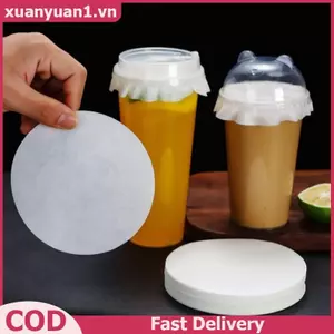 XUAN 100 Tờ Cốc Niêm Phong Giấy Phim Cà Phê Trà Sữa Uống Miếng Dán Miếng Lót Chống Rò Rỉ Giấy Film Crimper Hình Tròn Chai Niêm Phong VN