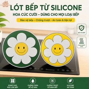 Tấm lót bếp từ chống trượt chống xước chịu nhiệt cao dẻo dai dễ lau sạch màu xanh lá vàng bảo vệ bếp
