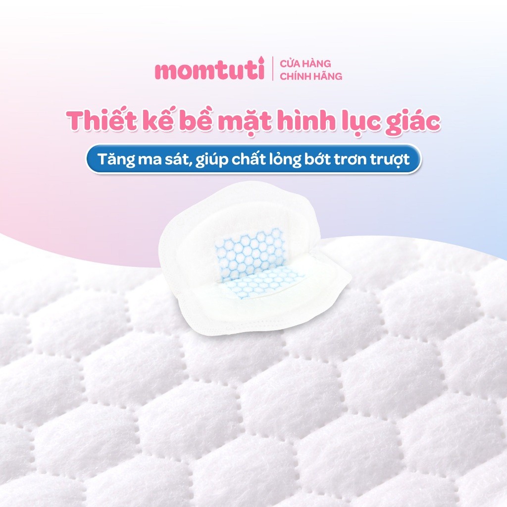 Miếng Lót Thấm Sữa Mỏng Nhẹ Thấm Hút Nhanh Momtuti Dành Cho Mẹ Bỉm Chống Tràn 360 độ (30 miếng/hộp)
