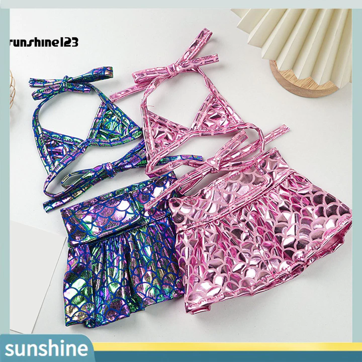 <Sunshine123>Đồ bơi cho thú cưng sành điệu Thời trang Bikini cho thú cưng Váy bikini cho chó nàng tiên cá lấp lánh Bộ đồ bơi quy mô sáng bóng Trang phục đi biển mùa hè cho chó mèo vừa và mèo – Biển dễ