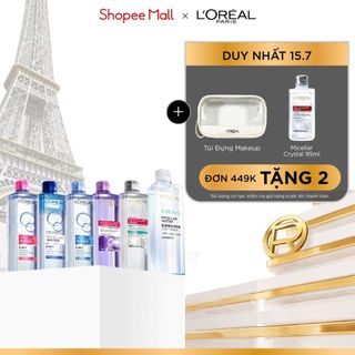 [AMINO MICELLAR MỚI] Nước tẩy trang làm sạch sâu, loại bỏ bụi bẩn & trang điểm 3-in-1 L'Oreal Paris Micellar Water 400ml