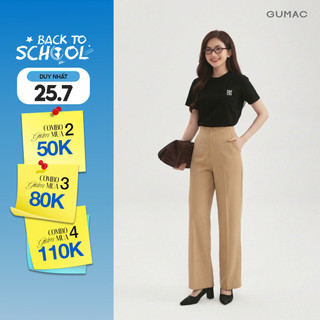 Quần Tây Nữ GUMAC Ống Suông Ủi Ly Túi Xéo Chất Cotton Silk Thanh Lịch LQF0919