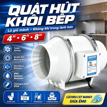 Quạt hút mùi bếp chính hãng – Quạt thông gió hút khói 130W công suất lớn, tiết kiệm điện