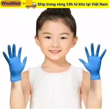 WOODNEST 5 Đôi Găng Tay Dịch Vụ Thực Phẩm, Găng Tay Nitrile Dùng Một Lần Vệ Sinh Gia Đình Trẻ Em, Tranh Thủ Công Làm Vườn Găng Tay Nấu Ăn Cao Su Miễn Phí