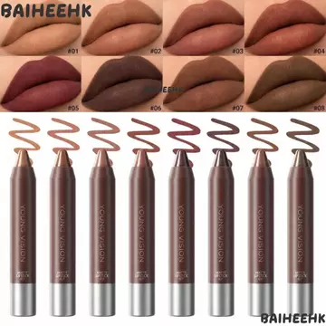 Bút chì lót môi mờ BAIH, Bút chì viền môi chống thấm nước màu sô cô la, Cốc chống dính lâu trôi Bút son môi nhung mềm dành cho nữ