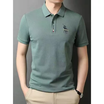 polo nam cao cấp áo nam có cổ Áo polo áo phông nam ngắn tay mùa hè áo phông nam cổ bẻ thêu tay rộng rãi áo nam thanh niên trung niên cài nút áo nam