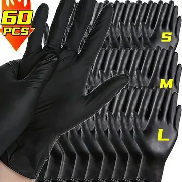 20 / 40 / 60 Chiếc Găng Tay Nitrile Đen Dùng Một Lần / Găng Tay Vệ Sinh PVC Gia Đình / Găng Tay Làm Việc An Toàn Chống Trơn Trượt