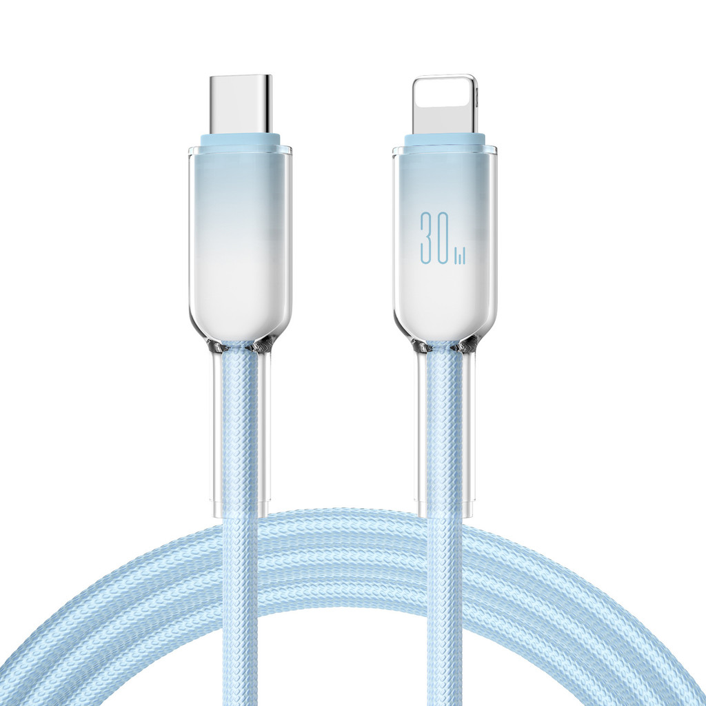 Cáp sạc nhanh 30W USB-C đến 8Pin Ice Crystal Design Dây bện Nylon bền Tương thích với iPhone 4-14