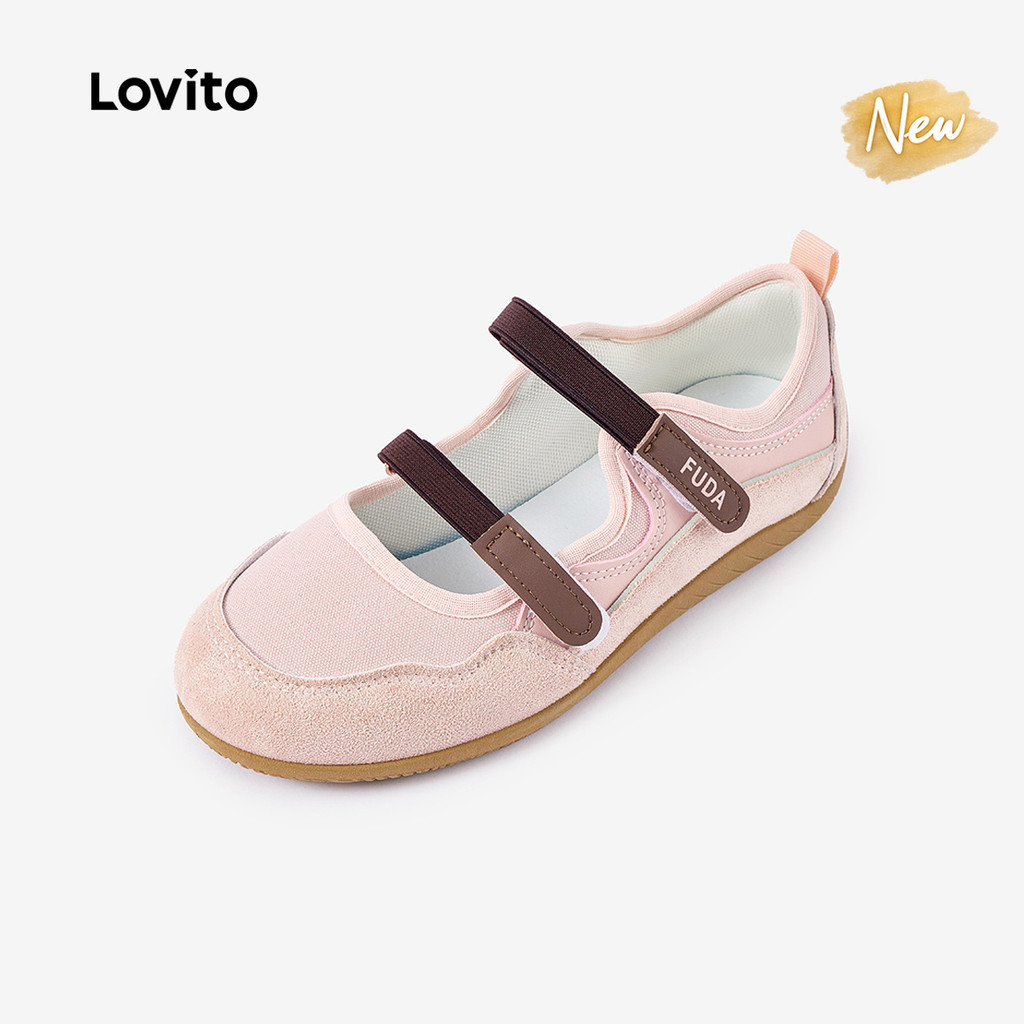 (New Arrival) Lovito Giày thể Thao nữ Phong cách Hàn Quốc thời Trang thường ngày mũi tròn nhẹ và Linh hoạt phù hợp đi làm và hoạt động ngoài trời hằng ngày SNFT127FX143