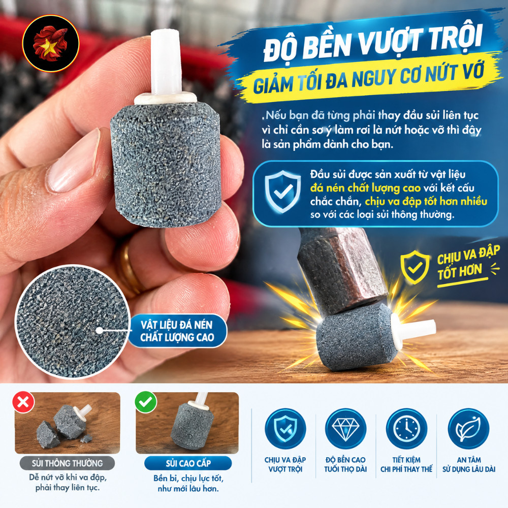 Đá Sủi Oxy Siêu Mịn Nano – Phụ Kiện Hồ Cá, Bể Thủy Sinh, Dùng Oxy & CO2
