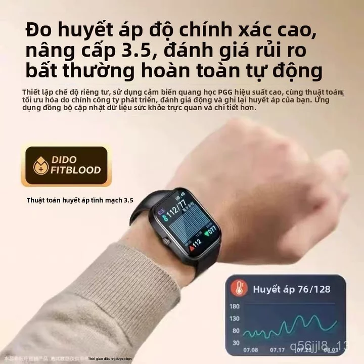 Vòng tay đồng hồ thông minh nhập khẩu Đức 2026 đo đường huyết oxy huyết áp, thể thao chính xác