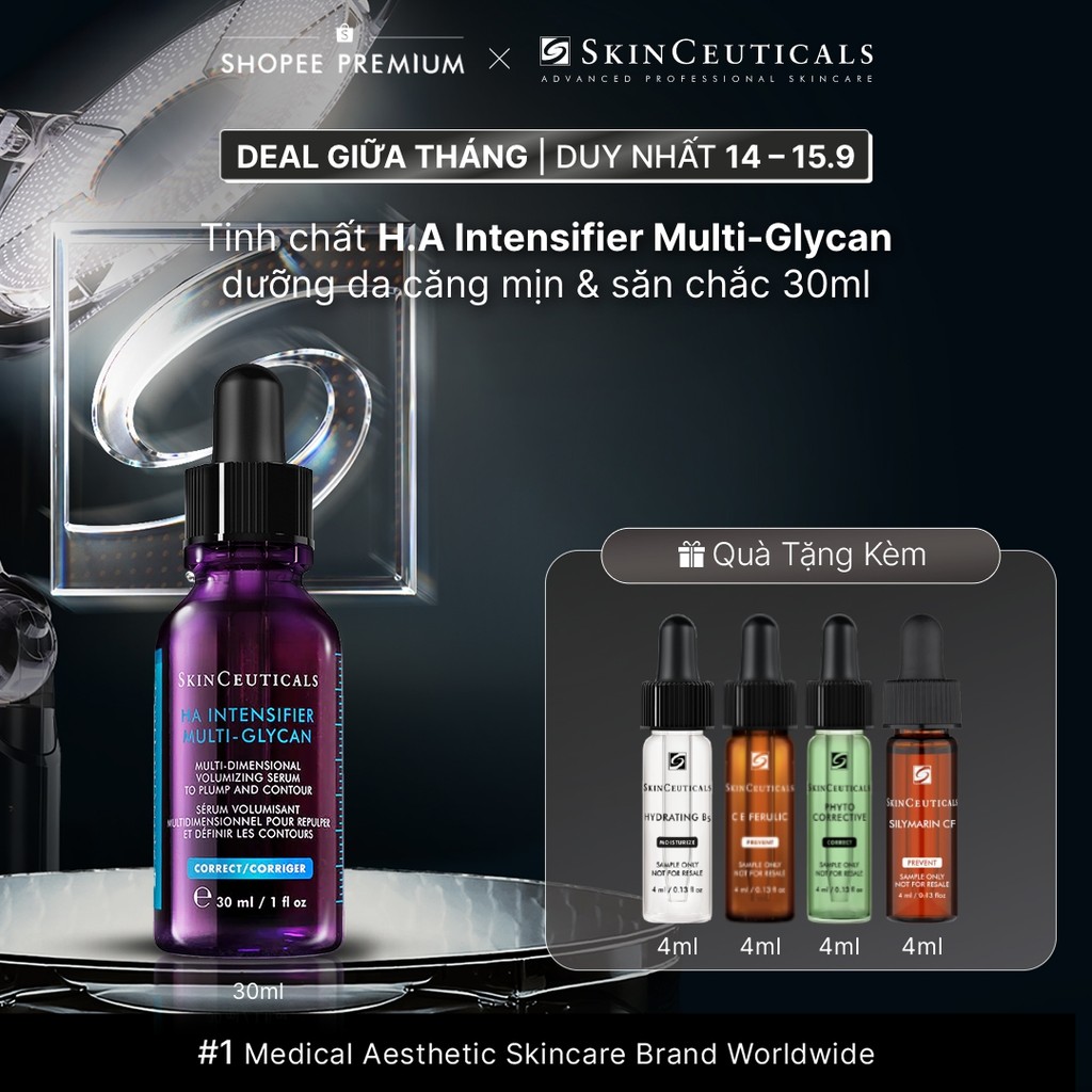 Tinh chất chuyên biệt Skinceuticals H.A. Intensifier Multi-Glycan hỗ trợ tăng cường hàm lượng Hyaluronic Acid trong da, 