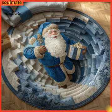 Linh hồn| Thảm trang trí ngày lễ Thảm khu vực Giáng sinh Thảm tròn 3d Thảm ảo ảnh quang học Ông già Noel Thảm trải sàn 39 Inch Thảm trải sàn cho phòng ngủ Phòng ngủ Ngày lễ cho Đông Nam