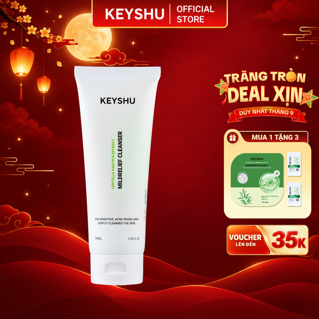 [KOL x KEYSHU] Sữa Rửa Mặt Mildrelief Cleanser KEYSHU Làm Sạch Bụi Bẩn Bã Nhờn Cho Da Nhạy Cảm 99ml