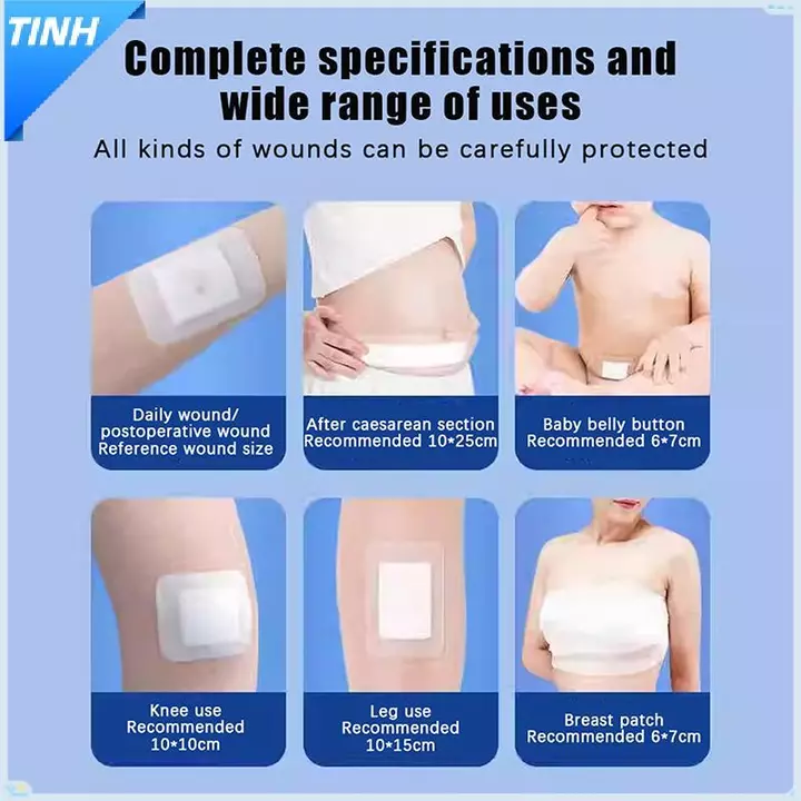 Tinh 10/20 miếng băng băng dính y tế không dệt thoáng khí BĂNG BĂNG Băng hỗ trợ dụng cụ sơ cứu vết thương Lớn băng dán