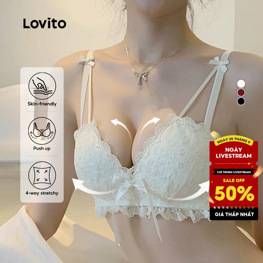 Lovito Phong cách thường ngày Áo Ngực Ren Nơ Gợi Cảm Mềm Mại Dành Cho Nữ LNE50359