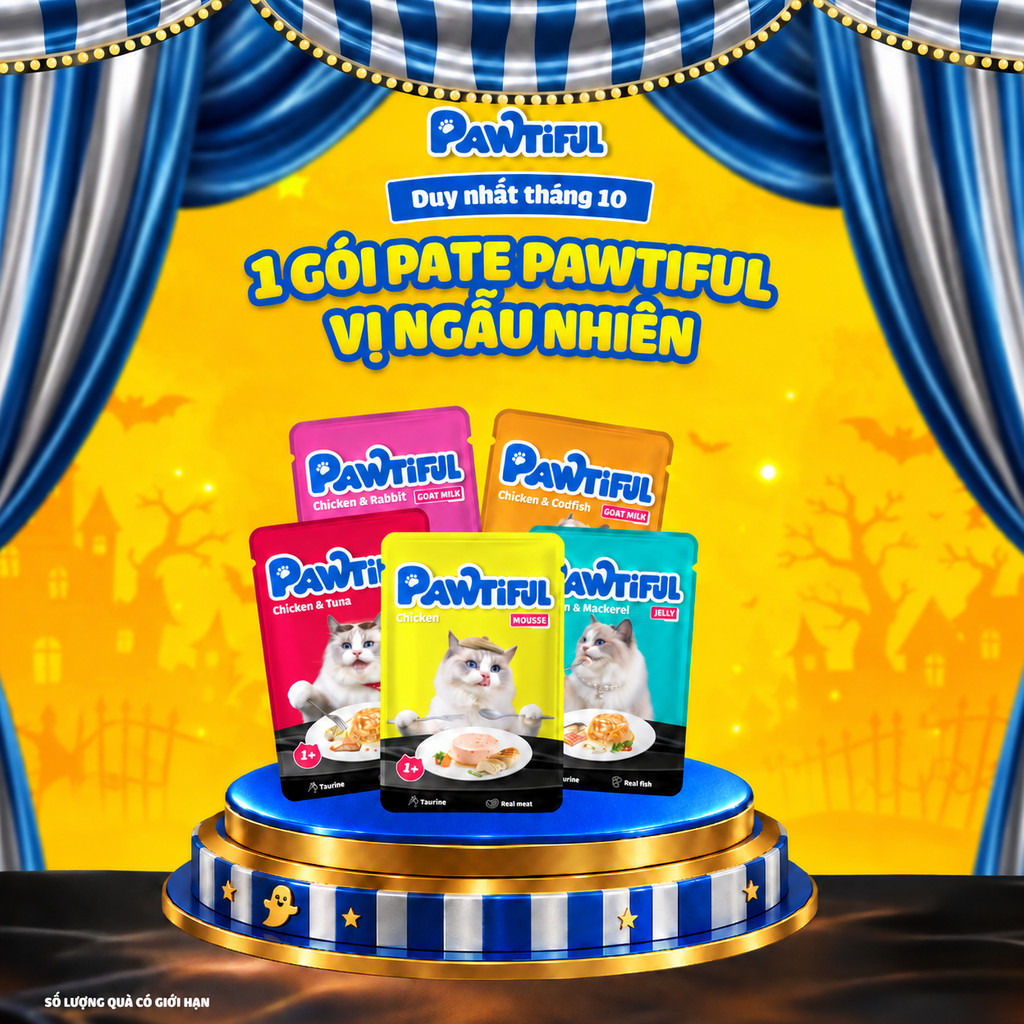 1 Gói pate cho mèo Pawtiful vị ngẫu nhiên 70g