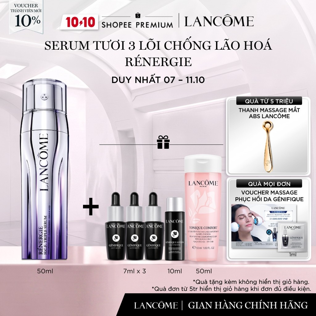 Dưỡng Chất (Serum) Tươi 3 Lõi Ngăn Ngừa Lão Hóa Lancome Renergie Triple 50ml