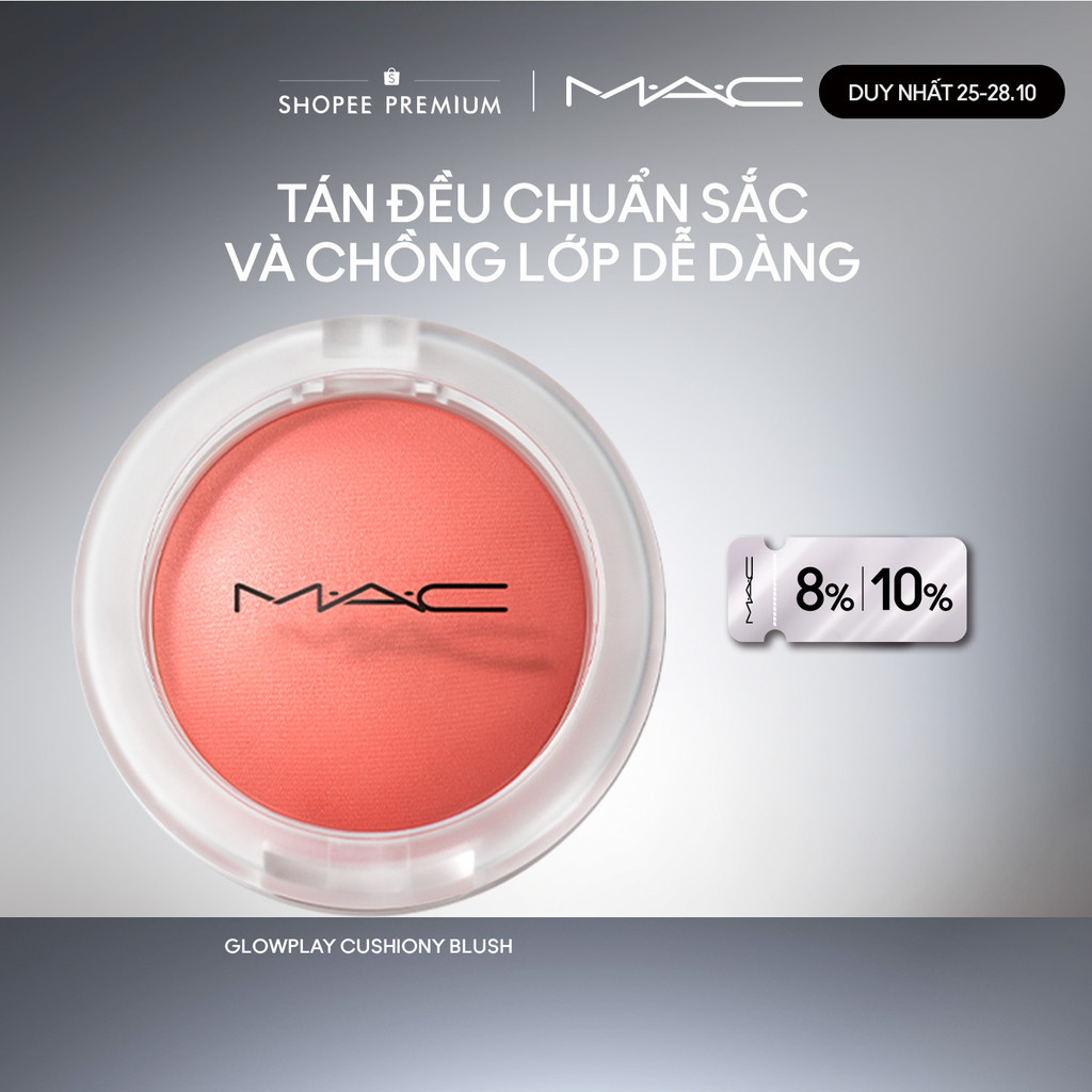 Phấn má hồng căng bóng MAC Glow Play Cushiony Blush| Kết cấu đàn hồi, chuẩn sắc và dễ dàng chồng lớp