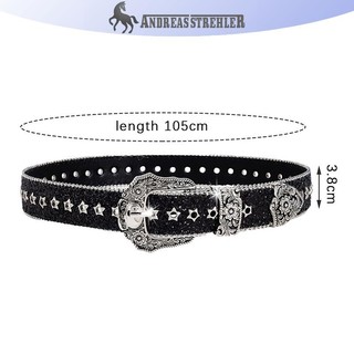 Thắt lưng kim cương giả Gothic dành cho nữ - Dây thắt lưng bằng da PU phong cách phương Tây & Y2K